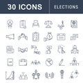 Set Vector Flat Line Icons Elections Royalty Free Stock Photo