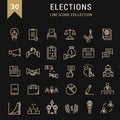 Set Vector Flat Line Icons Elections Royalty Free Stock Photo