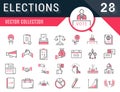 Set Vector Flat Line Icons Elections Royalty Free Stock Photo