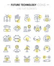 Set Vector Flat Line Icons Future Technology Royalty Free Stock Photo