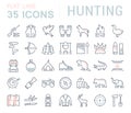 Set Vector Flat Line Icons Hunting