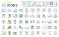 Set Vector Flat Line Icons Internet of Things Royalty Free Stock Photo