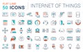 Set Vector Flat Line Icons Internet of Things Royalty Free Stock Photo