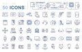 Set Vector Flat Line Icons Internet of Things Royalty Free Stock Photo