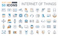 Set Vector Flat Line Icons Internet of Things Royalty Free Stock Photo