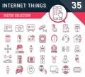 Set Vector Flat Line Icons Internet of Things Royalty Free Stock Photo