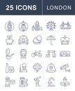 Set Vector Flat Line Icons London