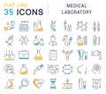 Set Vector Flat Line Icons Medical Laboratory