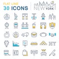 Set Vector Flat Line Icons New York Royalty Free Stock Photo