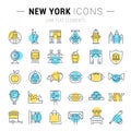 Set Vector Flat Line Icons New York Royalty Free Stock Photo