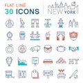 Set Vector Flat Line Icons New York Royalty Free Stock Photo