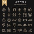 Set Vector Flat Line Icons New York Royalty Free Stock Photo