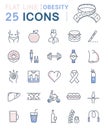 Set Vector Flat Line Icons Obesity