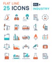 Set Vector Flat Line Icons Oil Industry Royalty Free Stock Photo