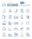 Set Vector Flat Line Icons Oil Industry