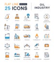 Set Vector Flat Line Icons Oil Industry Royalty Free Stock Photo