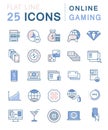 Set Vector Flat Line Icons Online Gaming