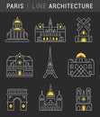Set Vector Flat Line Icons Paris Architecture Royalty Free Stock Photo