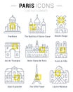 Set Vector Flat Line Icons Paris Architecture Royalty Free Stock Photo