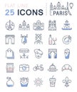 Set Vector Flat Line Icons Paris Royalty Free Stock Photo