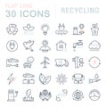 Set Vector Flat Line Icons Recycling