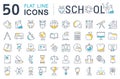 Set Vector Flat Line Icons School