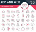Set Vector Flat Line Icons SEO and Web Design Royalty Free Stock Photo