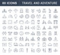 Set Vector Flat Line Icons Travel and Adventure Royalty Free Stock Photo