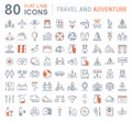 Set Vector Flat Line Icons Travel and Adventure Royalty Free Stock Photo