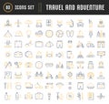 Set Vector Flat Line Icons Travel and Adventure Royalty Free Stock Photo