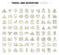 Set Vector Flat Line Icons Travel and Adventure Royalty Free Stock Photo