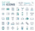 Set Vector Flat Line Icons Travel Royalty Free Stock Photo