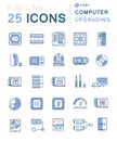 Set Vector Flat Line Icons Upgrading Computer