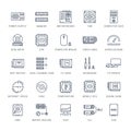 Set Vector Flat Line Icons Upgrading Computer Royalty Free Stock Photo