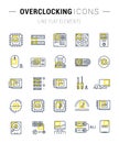 Set Vector Flat Line Icons Upgrading Computer Royalty Free Stock Photo
