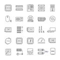 Set Vector Flat Line Icons Upgrading Computer Royalty Free Stock Photo