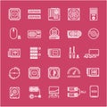 Set Vector Flat Line Icons Upgrading Computer Royalty Free Stock Photo
