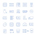 Set Vector Flat Line Icons Upgrading Computer Royalty Free Stock Photo