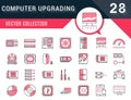 Set Vector Flat Line Icons Upgrading Computer Royalty Free Stock Photo