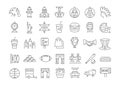 Set Vector Flat Line Icons USA and America Royalty Free Stock Photo