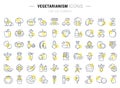 Set Vector Flat Line Icons Vegetarianism