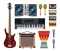 Set of vector flat musical instruments. Vector music instruments icons Royalty Free Stock Photo