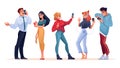 Set of vector flat people using smartphone