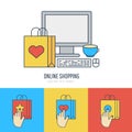 Set vector flat style illustration, online shopping and e-commerce Royalty Free Stock Photo