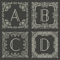 Set of vector floral and geometric monogram logos Royalty Free Stock Photo