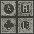 Set of vector floral and geometric monogram logos Royalty Free Stock Photo