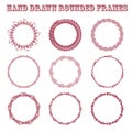 Set of vector floral hand drawn frames. Royalty Free Stock Photo