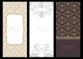Set of vector flourish banner backgrounds and seamless pattern.