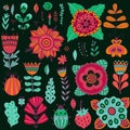 Set of vector flowers. Vector floral set.