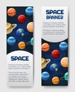 Set of 2 vector flyer,banner,brouchure with planets. Universe, galaxy, cosmic style label